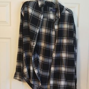 Oversized black + white fall flannel
